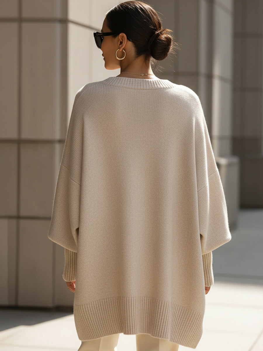 Women's Asymmetric Hem Poncho Sweater