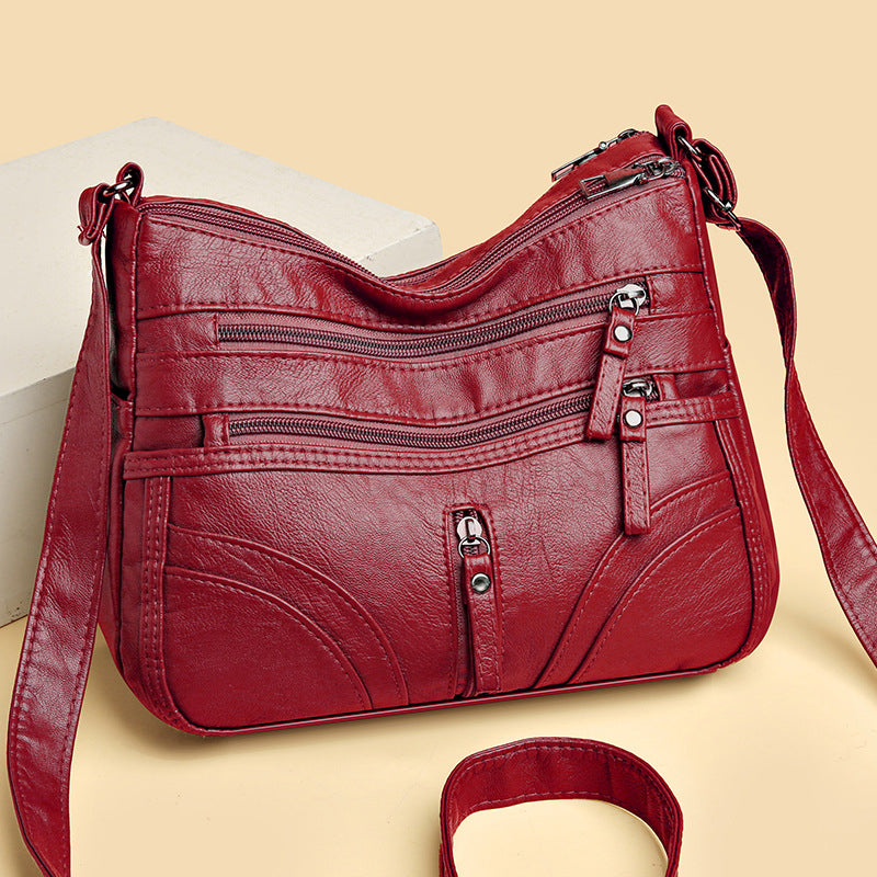 Women's Multi-Pocket Shoulder Bag with Adjustable Strap