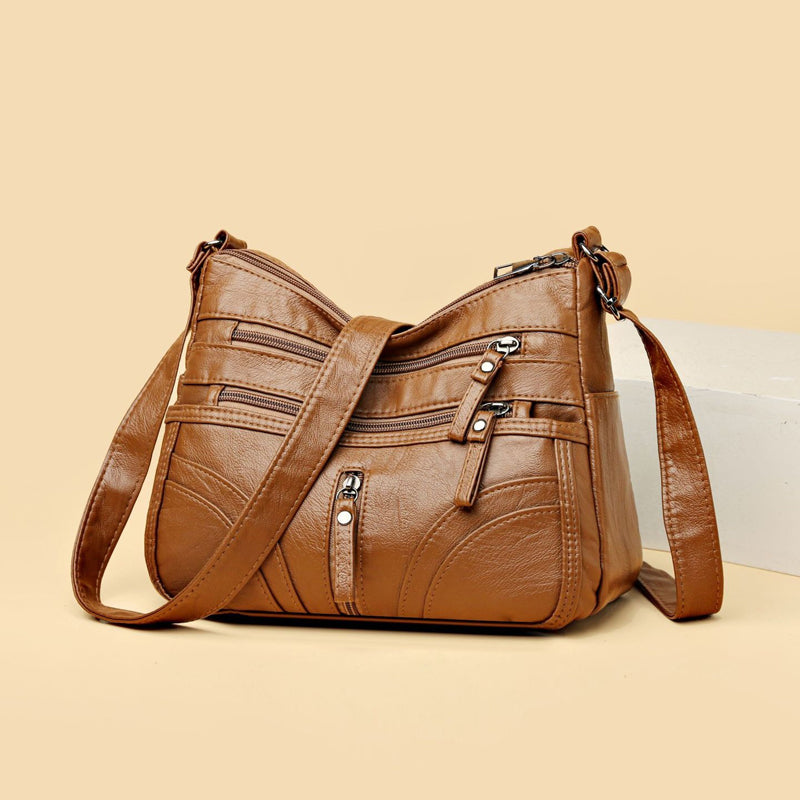 Women's Multi-Pocket Shoulder Bag with Adjustable Strap
