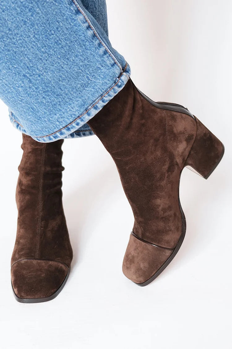 Women's Square Toe Ankle Boots with Block Heel