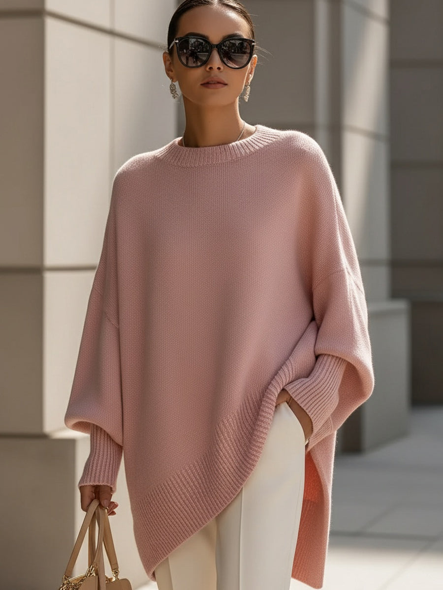 Women's Asymmetric Hem Poncho Sweater