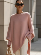 Women's Asymmetric Hem Poncho Sweater