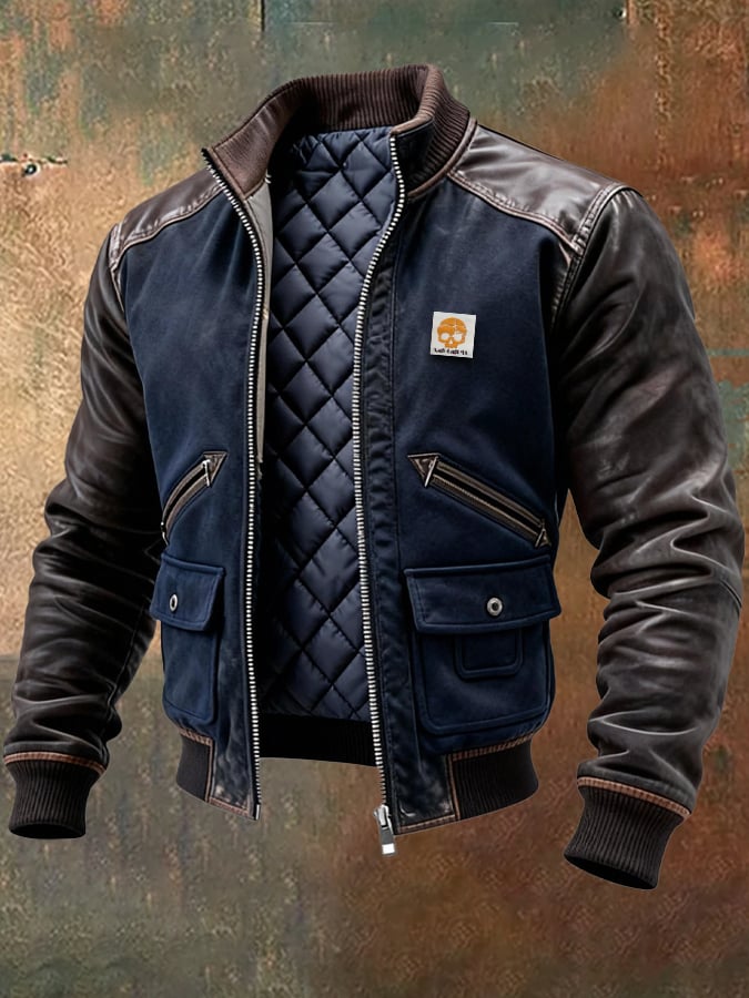 Men's Diamond Quilted Jacket with Snap Front