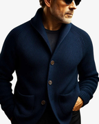 Men's Tailored Knit Cardigan with Notched Collar