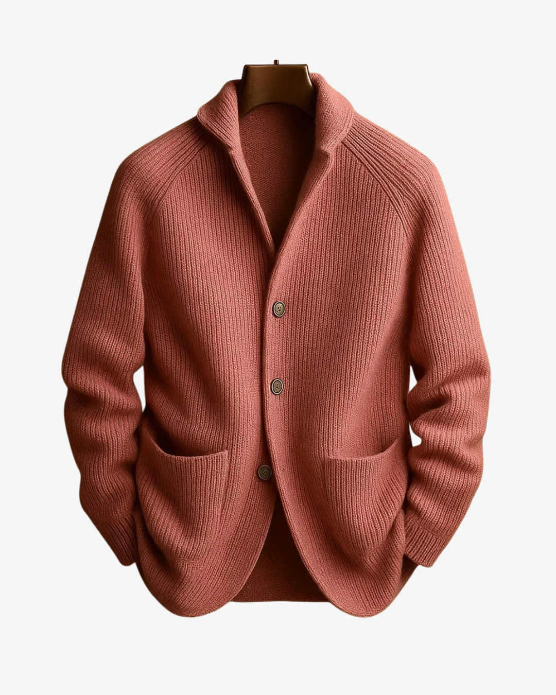 Men's Tailored Knit Cardigan with Notched Collar