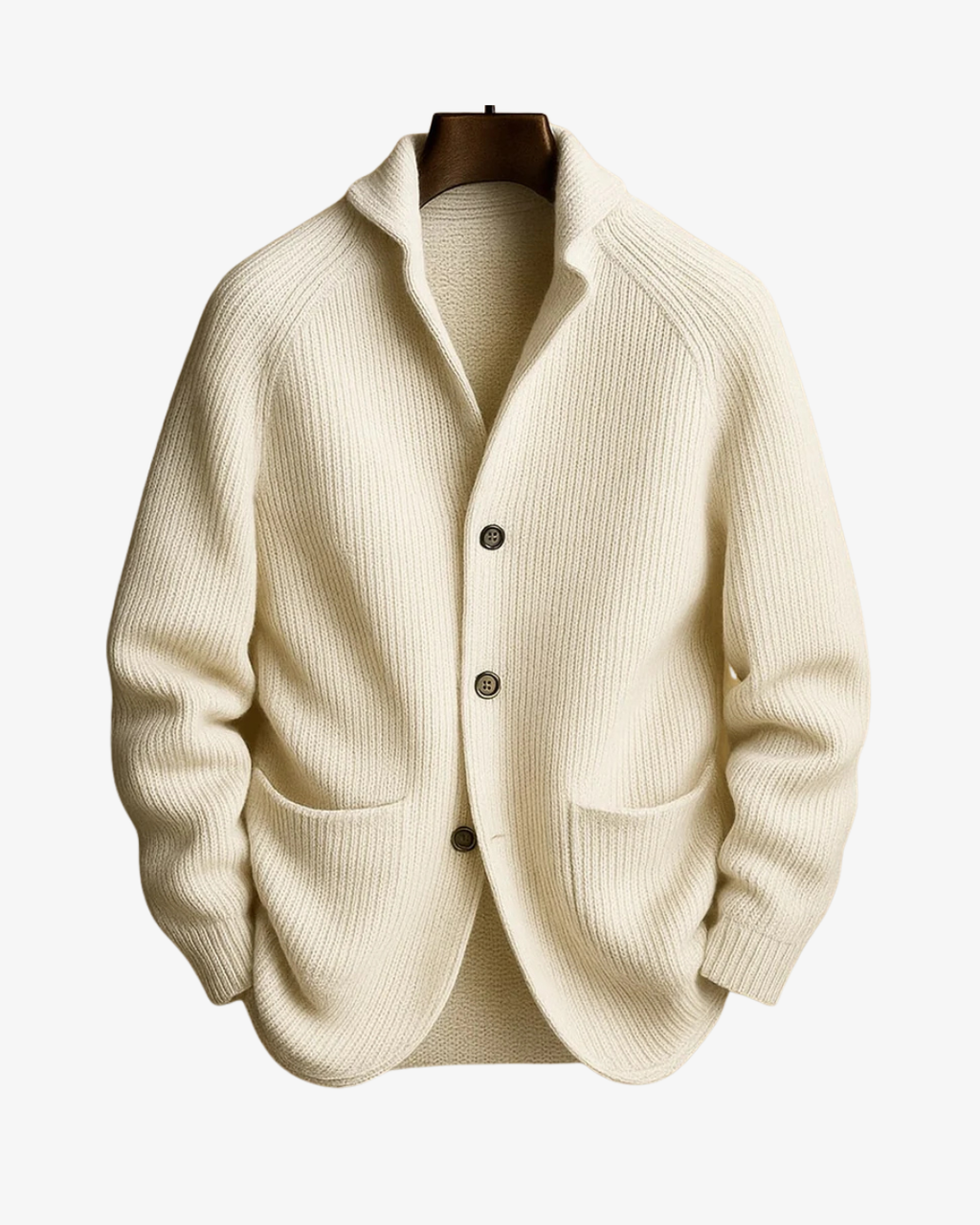 Men's Tailored Knit Cardigan with Notched Collar