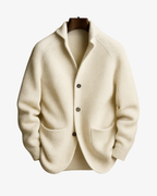 Men's Tailored Knit Cardigan with Notched Collar
