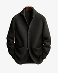 Men's Tailored Knit Cardigan with Notched Collar