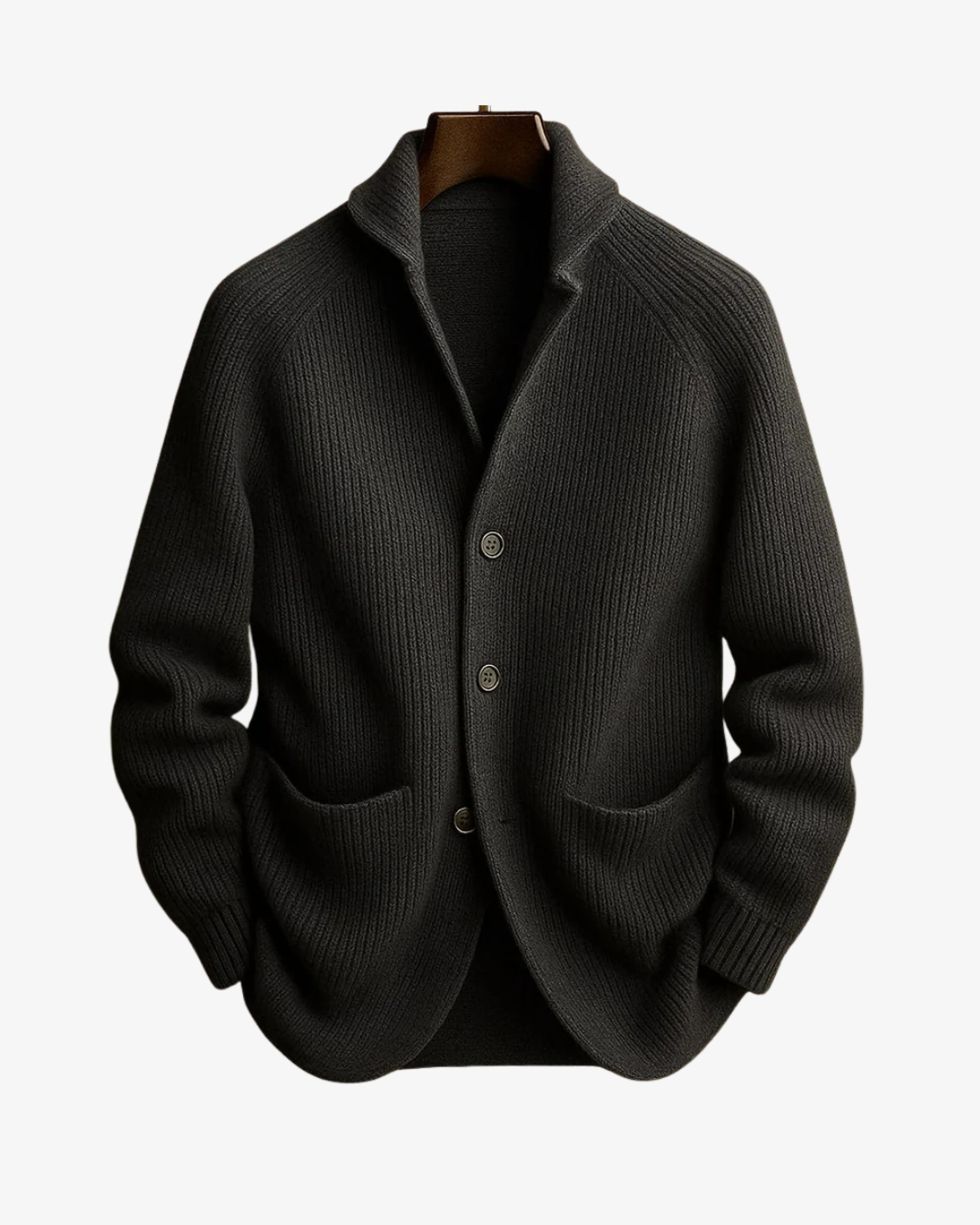 Men's Tailored Knit Cardigan with Notched Collar