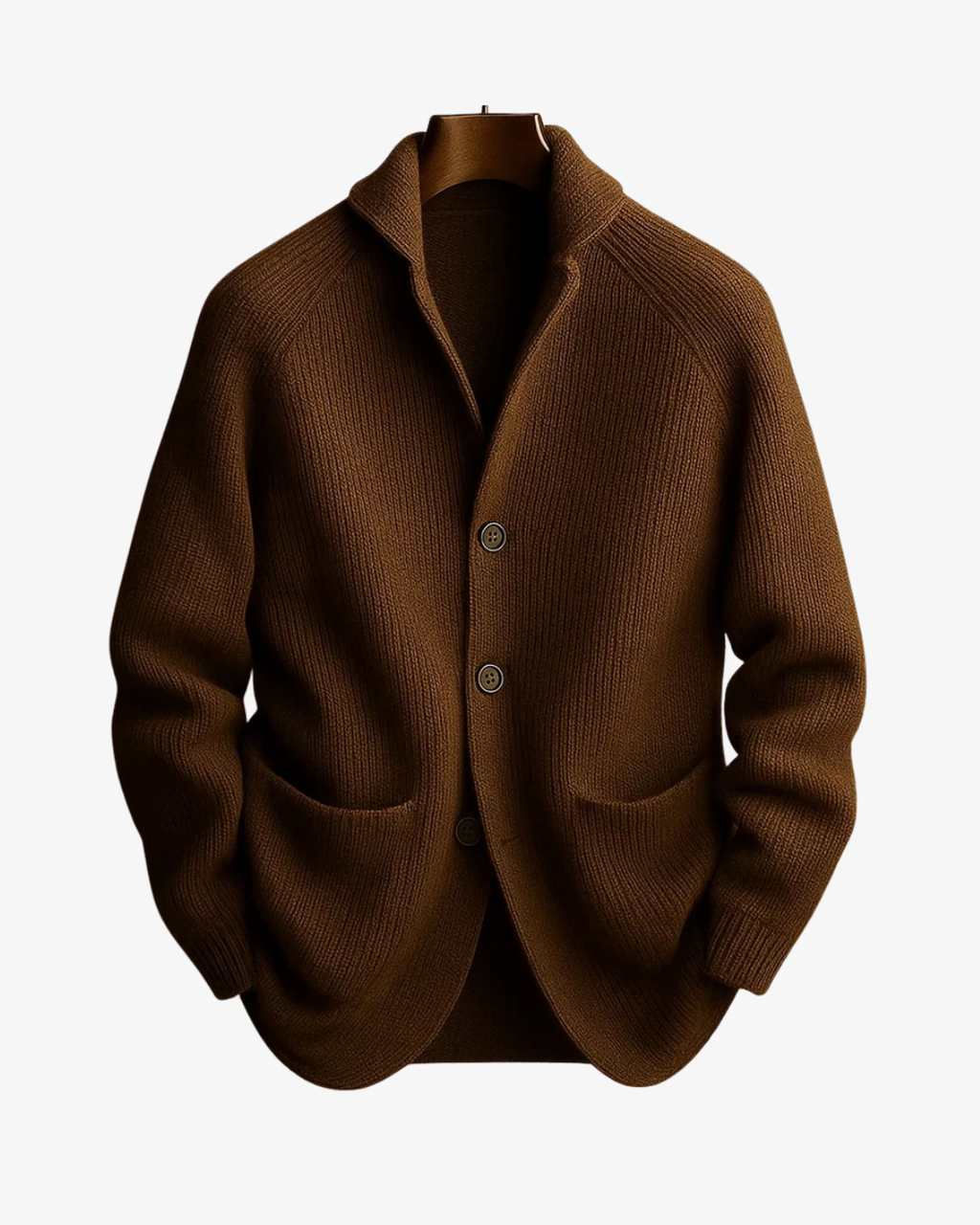Men's Tailored Knit Cardigan with Notched Collar