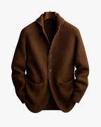 Men's Tailored Knit Cardigan with Notched Collar