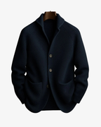 Men's Tailored Knit Cardigan with Notched Collar