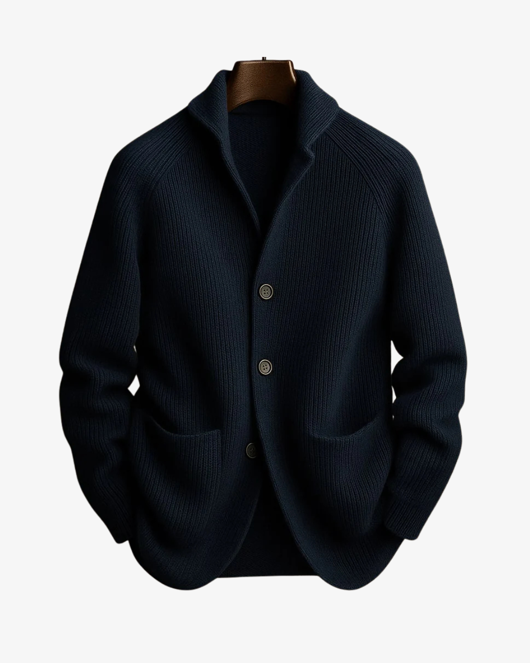 Men's Tailored Knit Cardigan with Notched Collar