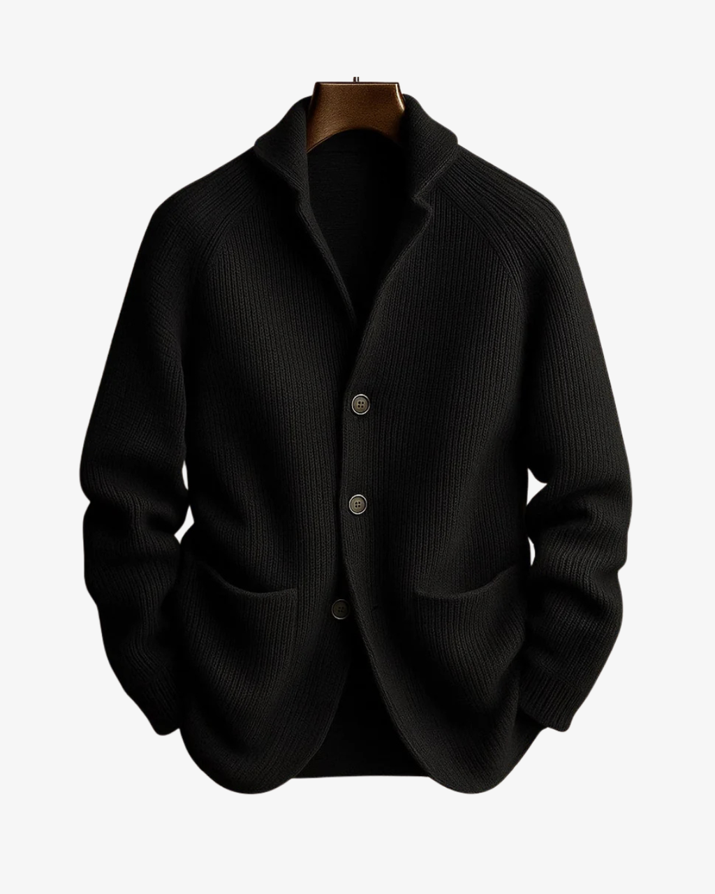 Men's Tailored Knit Cardigan with Notched Collar