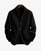 Men's Tailored Knit Cardigan with Notched Collar