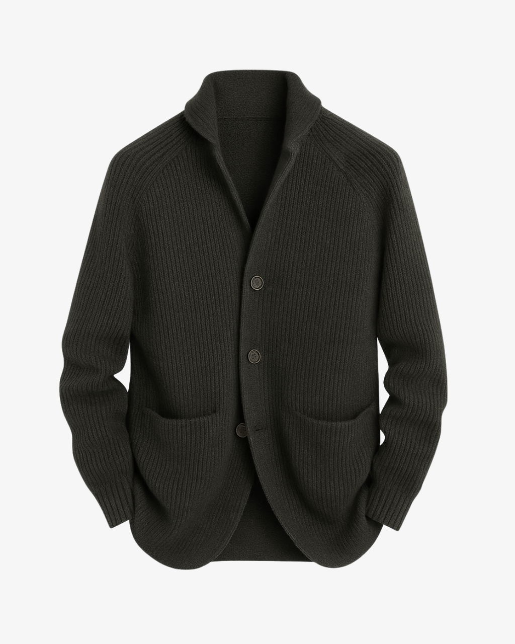 Men's Tailored Knit Cardigan with Notched Collar