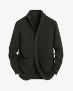 Men's Tailored Knit Cardigan with Notched Collar