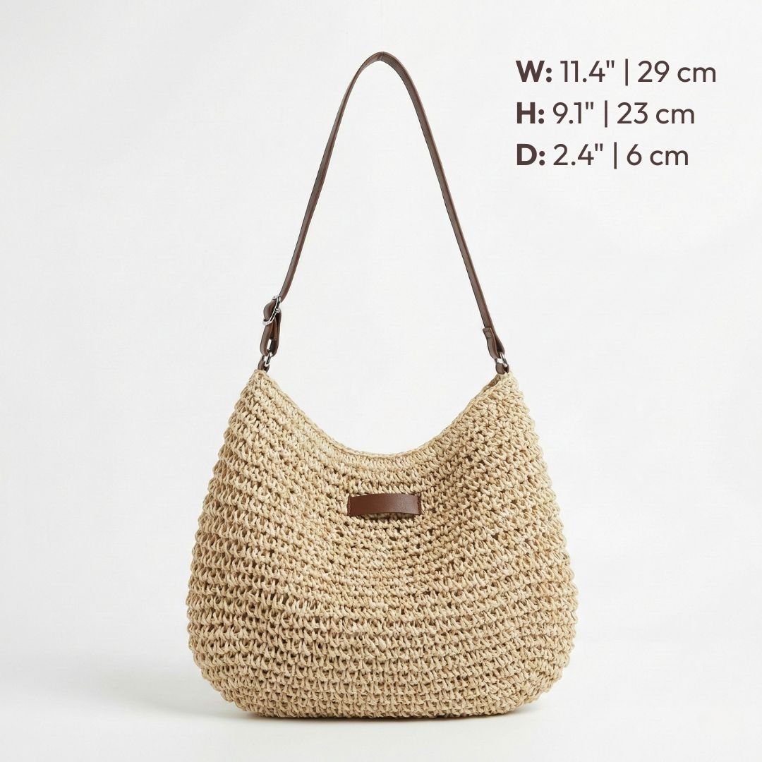 Women's Woven Hobo Crossbody Bag with Adjustable Strap