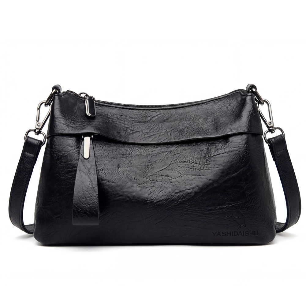 Women's Faux Leather Crossbody Bag with Three Compartments