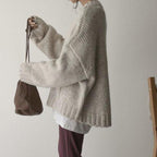 Women's Oversized Chunky Knit Sweater with Side Pocket