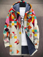 Women's Fleece-Lined Patchwork Hooded Jacket