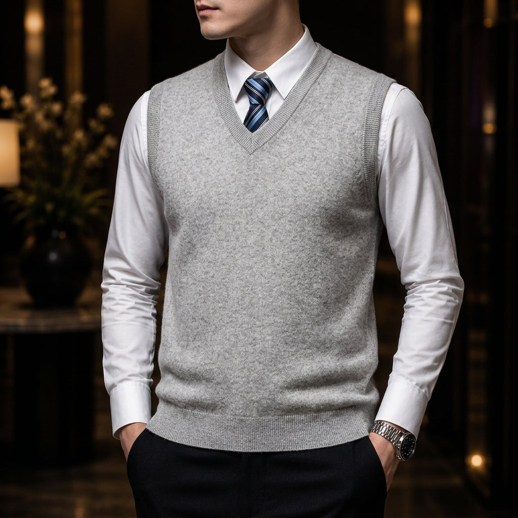 Men's Tailored Cashmere V-Neck Sweater Vest