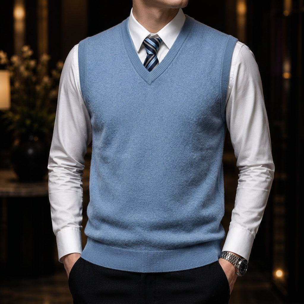 Men's Tailored Cashmere V-Neck Sweater Vest