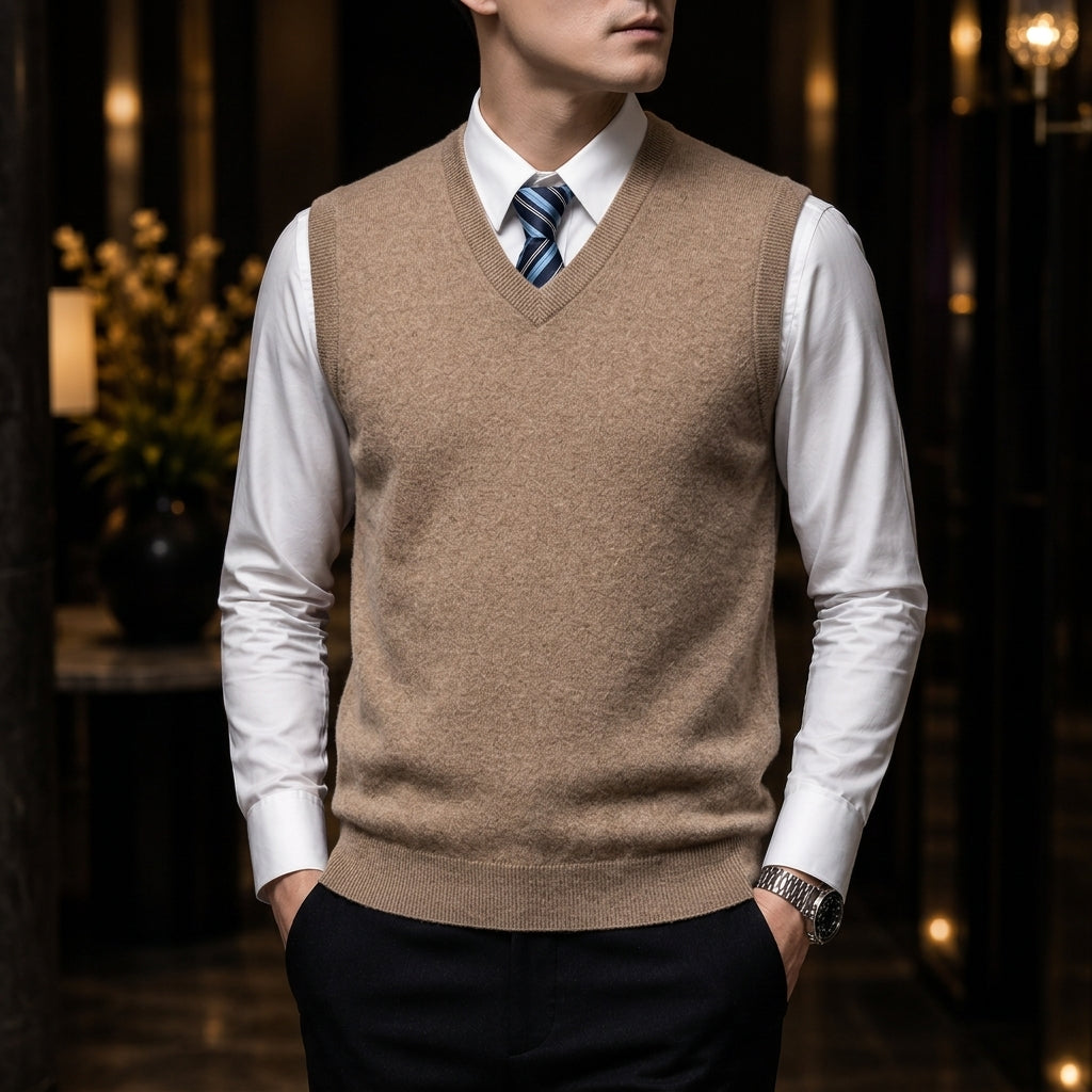 Men's Tailored Cashmere V-Neck Sweater Vest