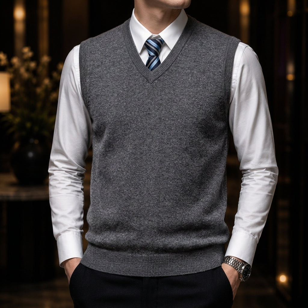 Men's Tailored Cashmere V-Neck Sweater Vest