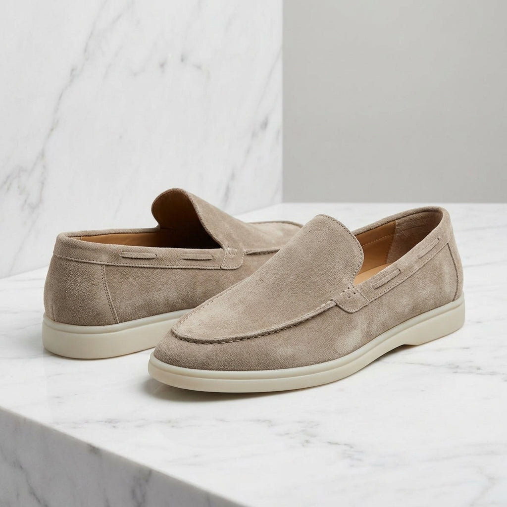 Men's Soft Suede Slip-On Loafers with Low Heel