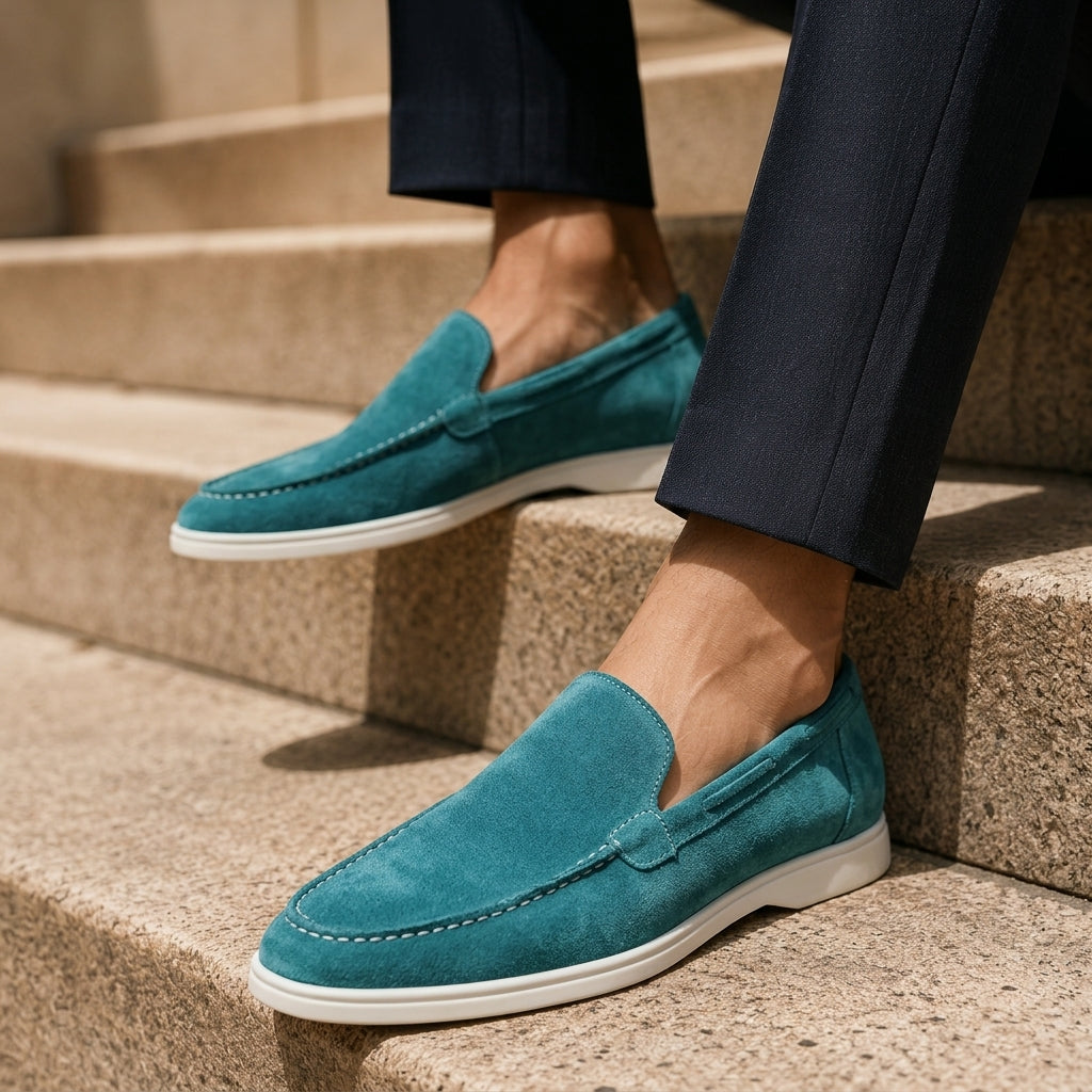 Men's Soft Suede Slip-On Loafers with Low Heel