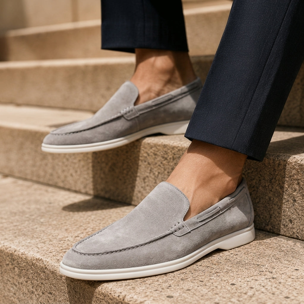 Men's Soft Suede Slip-On Loafers with Low Heel