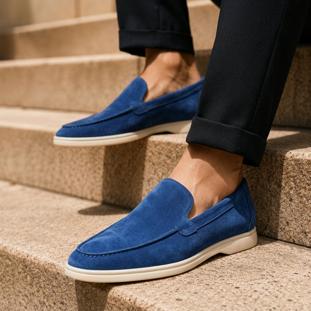 Men's Soft Suede Slip-On Loafers with Low Heel
