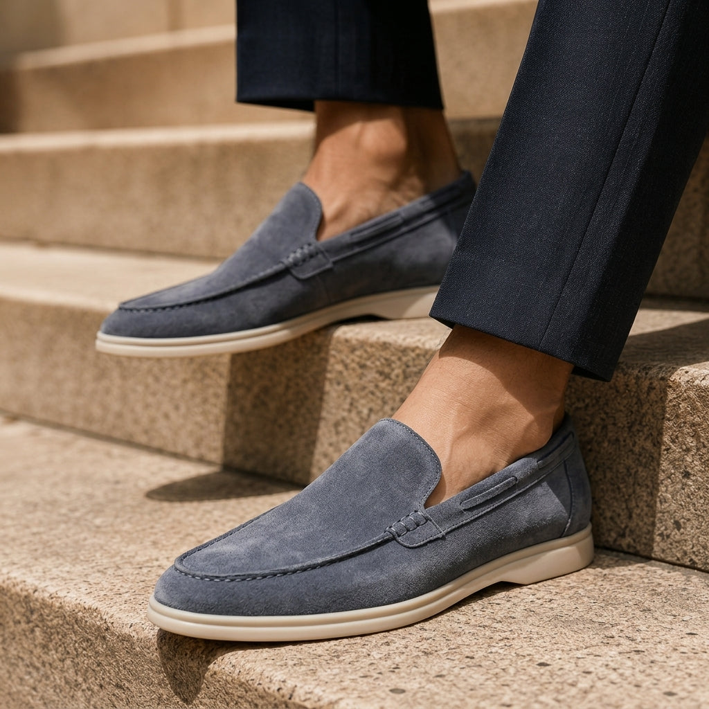 Men's Soft Suede Slip-On Loafers with Low Heel