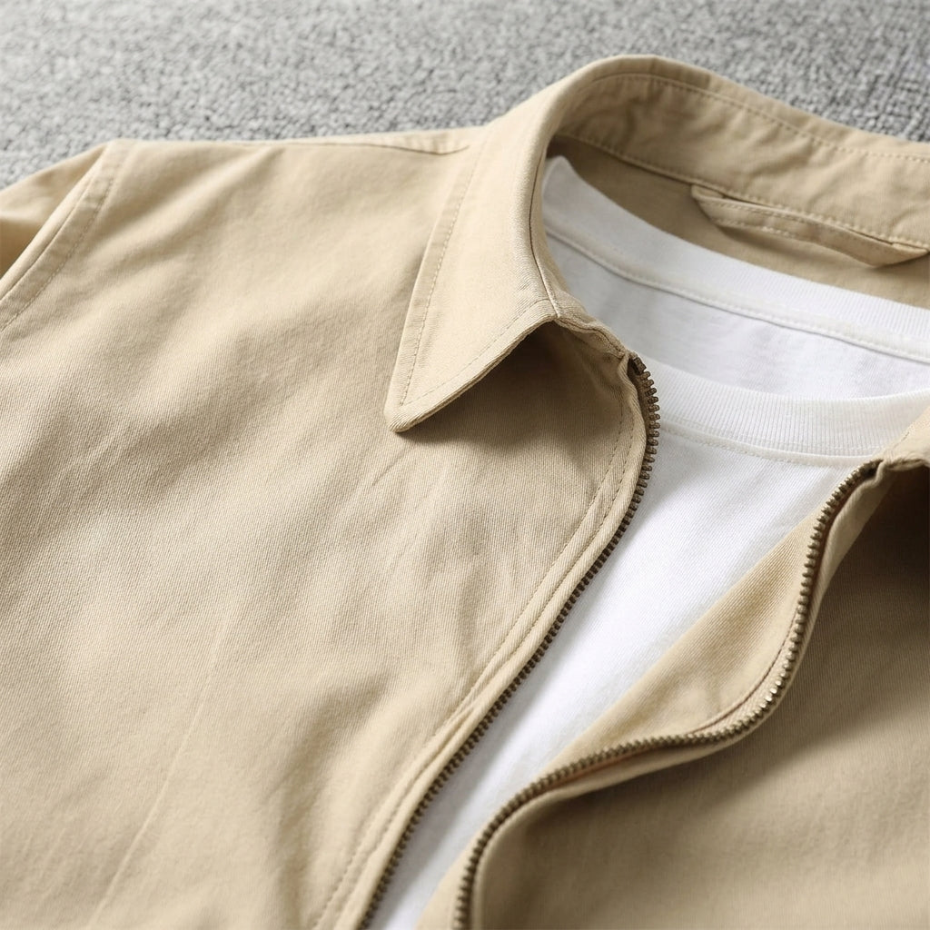 Men's Relaxed Zip-Up Jacket with Gathered Cuffs