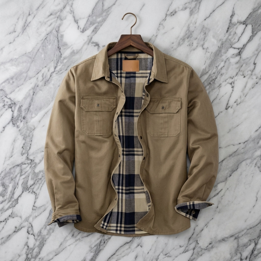 Men's Waxed Cotton Work Jacket with Chest Pockets