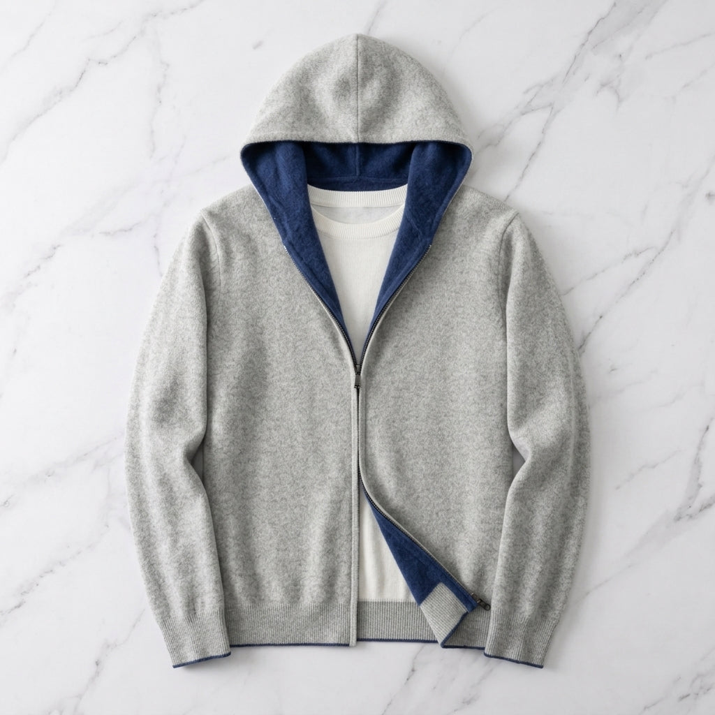 Men's Reversible Cashmere Zip-Up Hoodie
