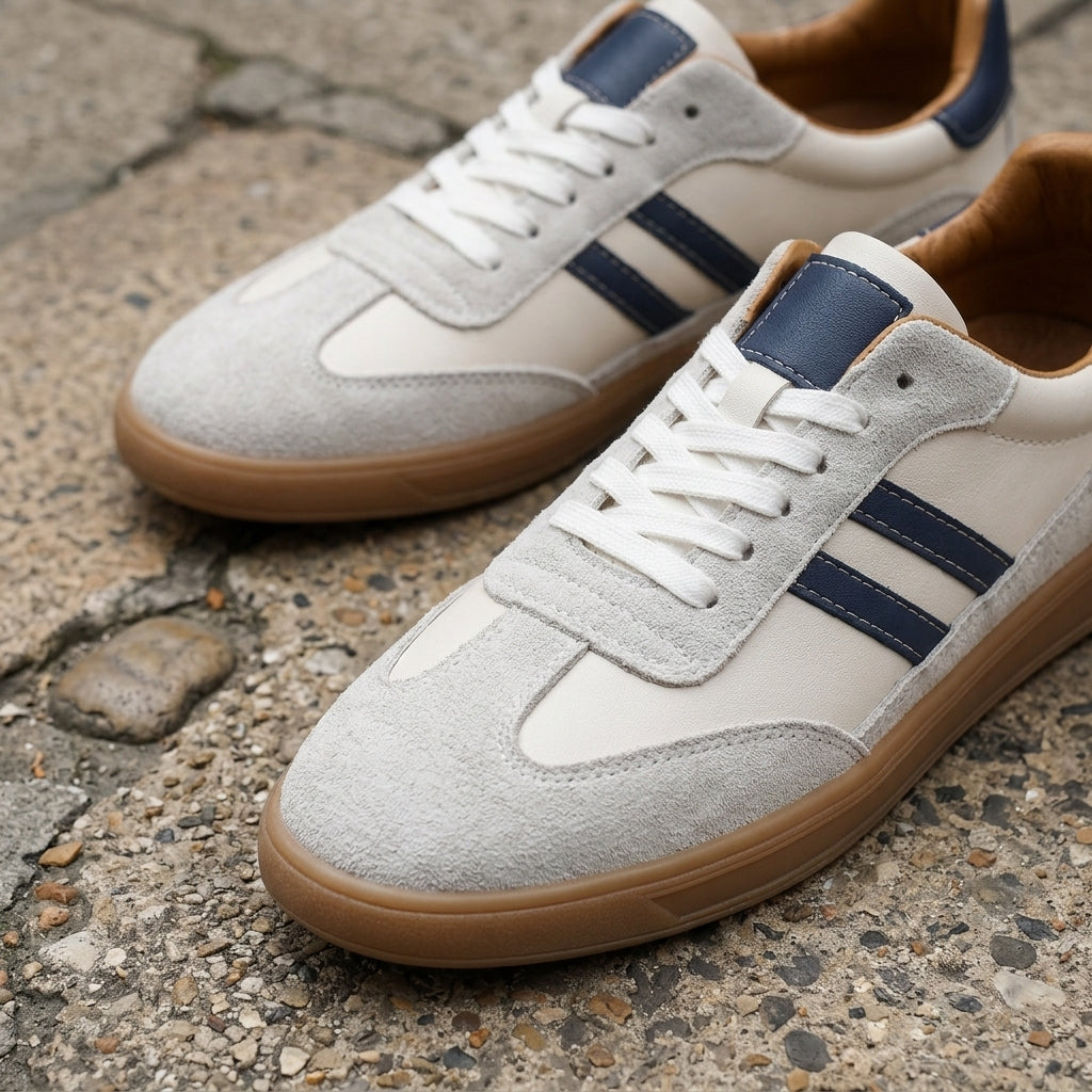 Men's Leather Low-Top Lace-Up Sneakers