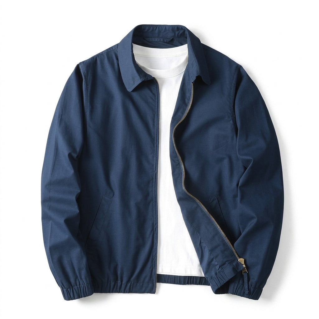 Men's Lightweight Zip-Up Jacket with Elastic Hem
