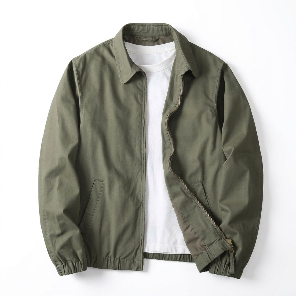 Men's Lightweight Zip-Up Jacket with Elastic Hem