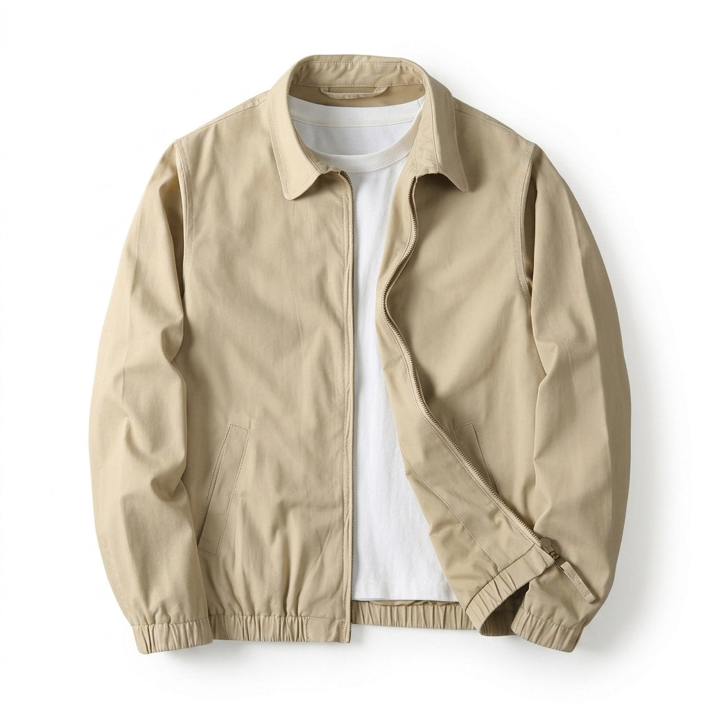 Men's Lightweight Zip-Up Jacket with Elastic Hem