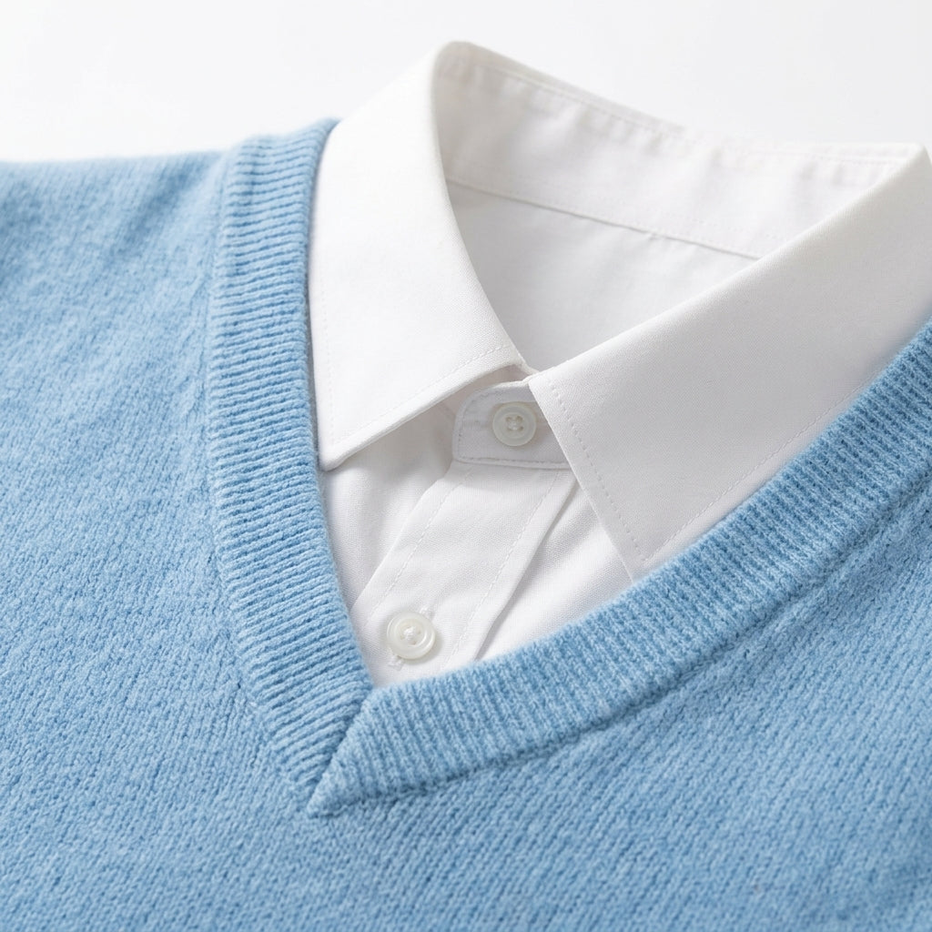 Men's Merino V-Neck Sweater Vest with Relaxed Fit