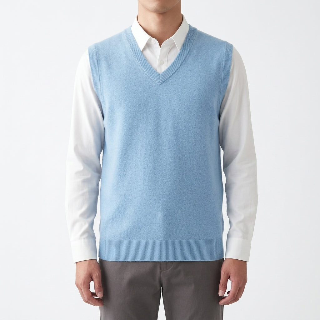 Men's Merino V-Neck Sweater Vest with Relaxed Fit