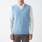 Men's Merino V-Neck Sweater Vest with Relaxed Fit