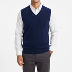 Men's Merino V-Neck Sweater Vest with Relaxed Fit