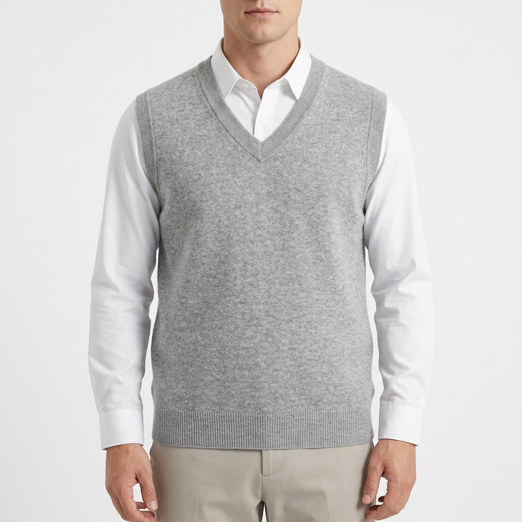 Men's Merino V-Neck Sweater Vest with Relaxed Fit
