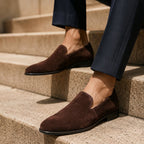 Men's Suede Slip-On Loafers with Low Heel