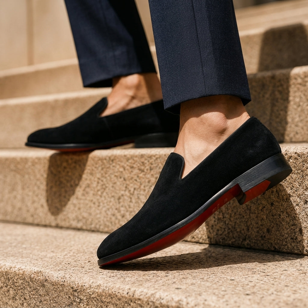 Men's Suede Slip-On Loafers with Low Heel