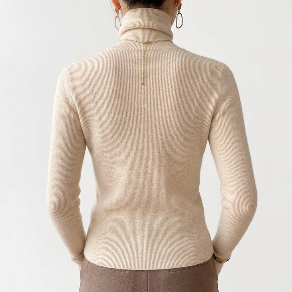 Women's Cashmere Turtleneck Sweater with Long Sleeves