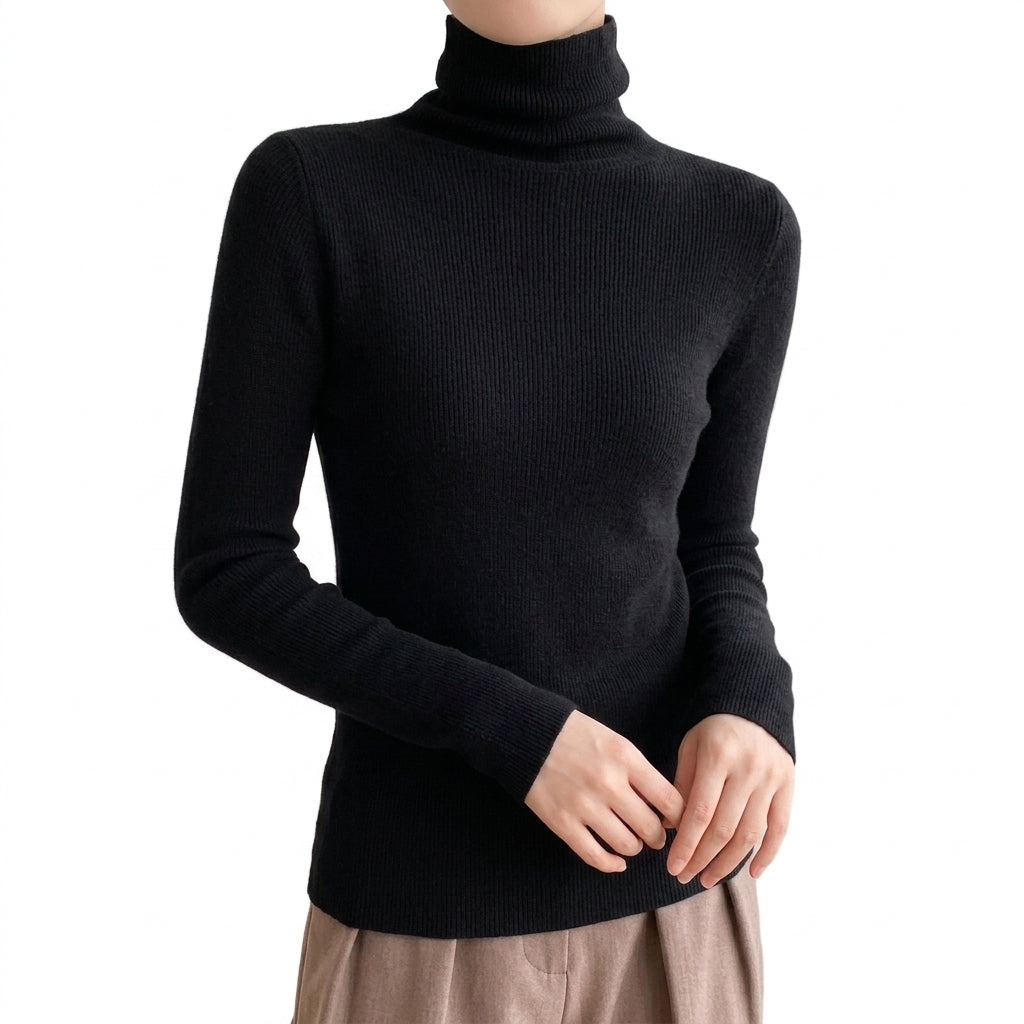 Women's Cashmere Turtleneck Sweater with Long Sleeves